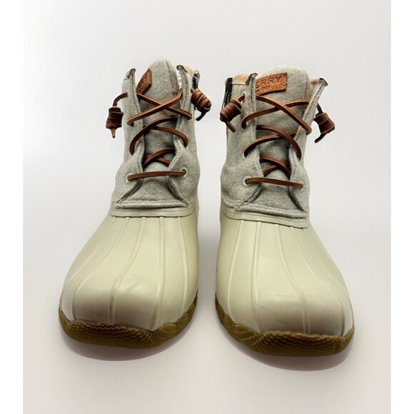 Sperry Women's Saltwater Emboss Wool Boots Waterproof White STS82473 sz 6.5 - Picture 2 of 15